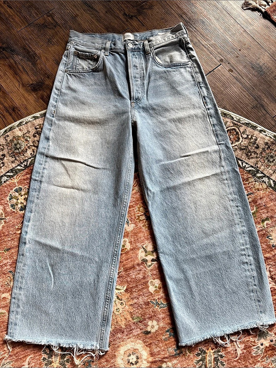 Citizens Of Humanity Denim - Citizens of Humanity Ayla Raw Hem Crop Baggy Wide Leg Jeans Size 28